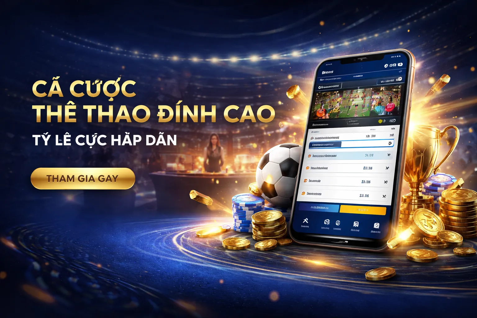 Sân vận động với ánh đèn rực rỡ và logo 5699 top